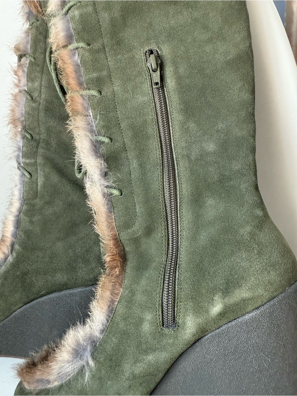 naughty monkey Olive Green Faux Fur Trim Winter Boots - Picture 7 of 14